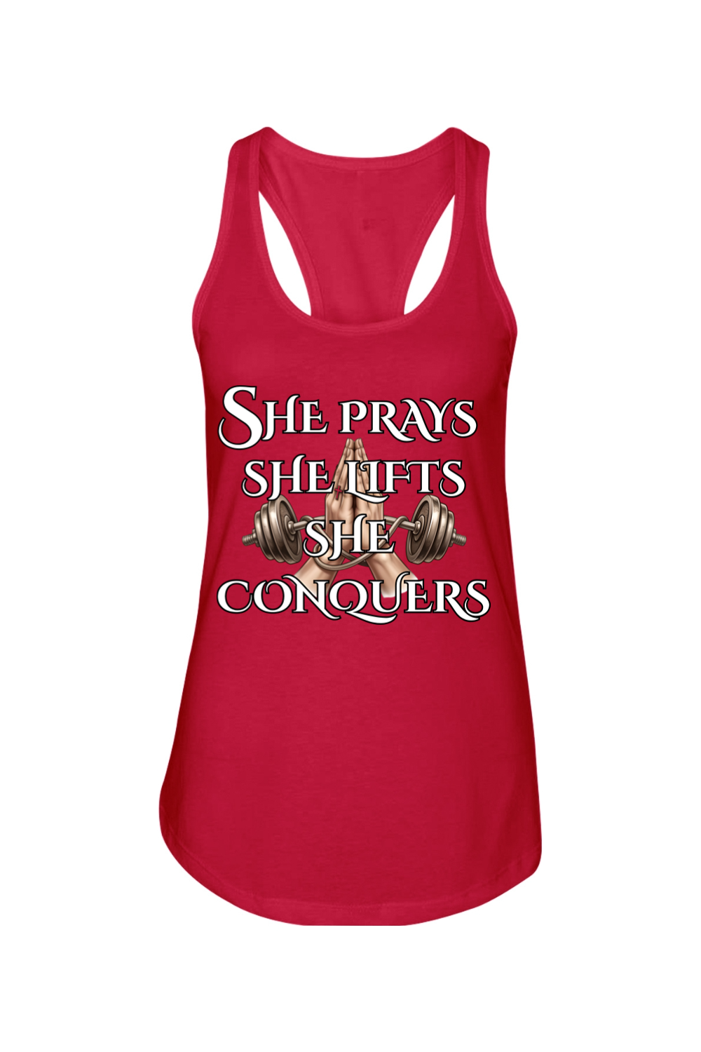 She Prays Ladies Racerback Tank