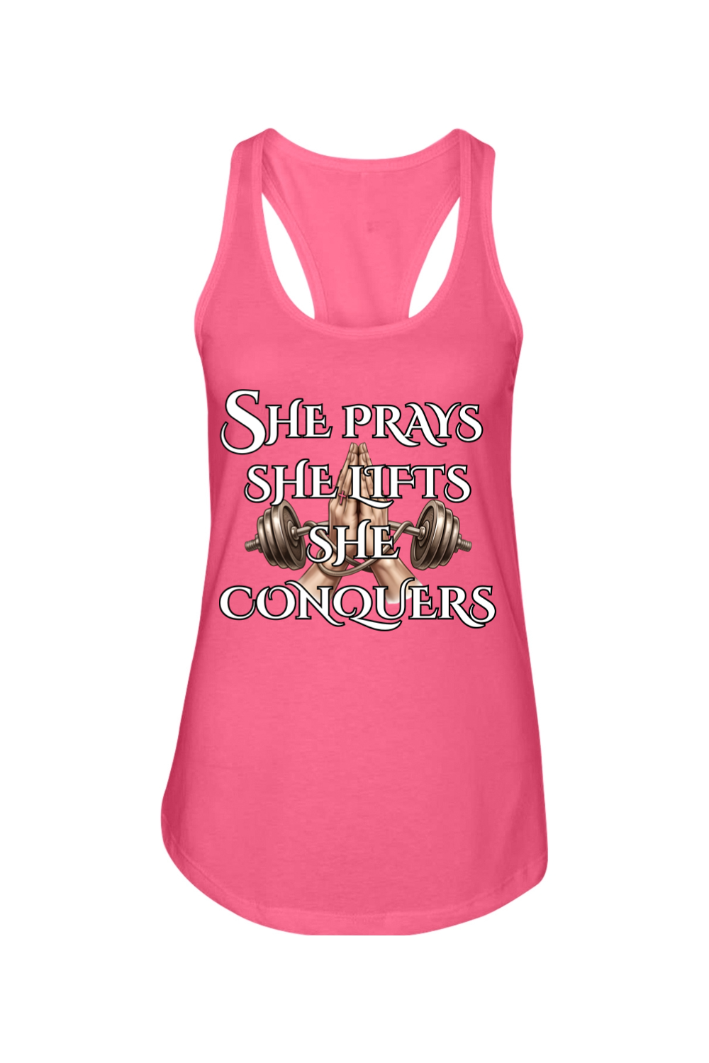 She Prays Ladies Racerback Tank