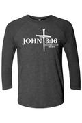 John 3:16 NL Unisex Three-Quarter Sleeve Raglan Tee